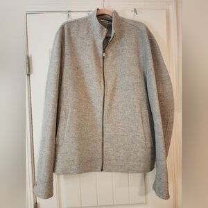 Ted Baker $395 Men's Light Grey Soft Wool Bomber Jacket Zip Front Size XXL
